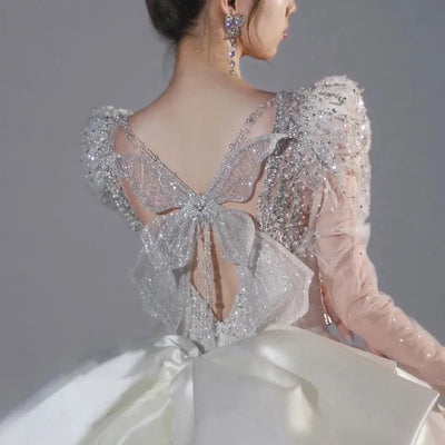 Main New Wedding Dress Bridal Retro Season Women's Large Size Trailing Heavy Industry Small Light