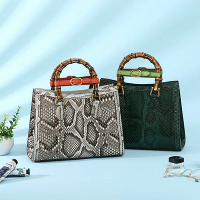 Luxury Python Skin Women's Shoulder Crossbody Bag 2023 Genuine Leather Lady Handbag Fashion Large Capacity Bamboo Joint Bag 45