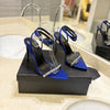 Shoes For Women Size35-41 Silk Sandals Super High Heels Crystal Pumps Slingbacks Summer Luxury Designer Shoes Zapatos De Mujer