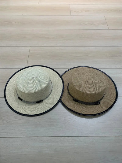 Women's Cap B*C New Summer Casual Sun Hats Bead Chain Braided Straw Hat