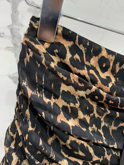 EVACANDIS New Women Pleated Leopard Printing Mini Skirts Autumn Winter Chic Sexy Casual Elegant High Quality Bottoms Luxury