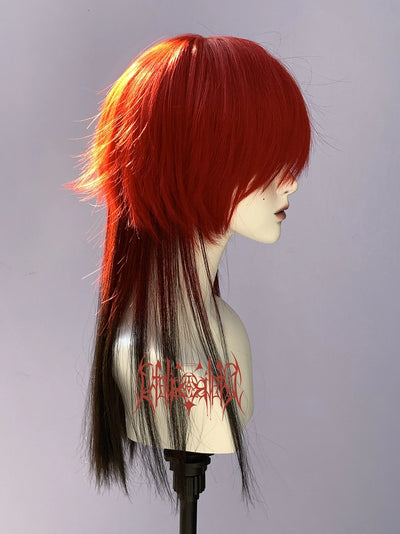 Black Red Gradient Matte Dark Gothic Style Punk Lolita Wear Cosplay Female Wig
