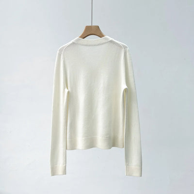 Diamond-shaped Point-hole V-neck Pullovers Cashmere Sweater for Women