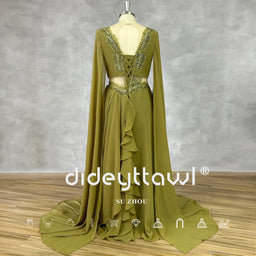 DIDEYTTAWL Real Photos Eras Tour Leaf Appliques V-Neck Cut Out Long Sleeves Prom Dress A Line Tiered Lace Up Back Evening Gown