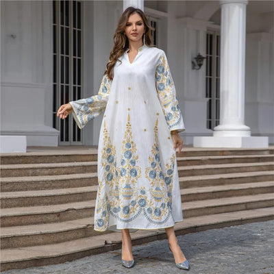 Middle East Dubai Robe Women's Embroidered Evening Dress Muslim Gown