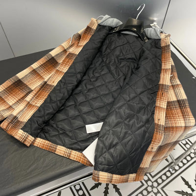 EVACANDIS Women Autumn Winter New Cotton Padded Hooded Plaid Coat Wool Vintage Casual Chic Jacket High Quality Single Breasted