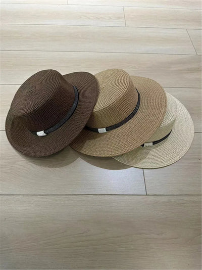 Summer B*C Casual Sun Hat  Fashion Bead Chain Braided Straw Hat High Quality