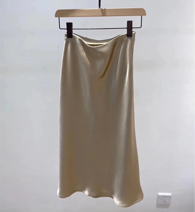 EVACANDIS Elastic Waist Medium Length Acetic Acid Skirt  New Optical Blend Multicolor Acetic Acid Skirt