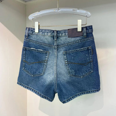 Women's Cotton Jeans Shorts, High Waist, Straight Denim Short Trousers, Female Pants, B * C, New, 24
