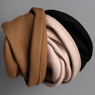 Comfortable and Warm Autumn and Winter Hat Female Japanese Wool Curled Fisherman Hat Pleated Small Brim Pot Hat