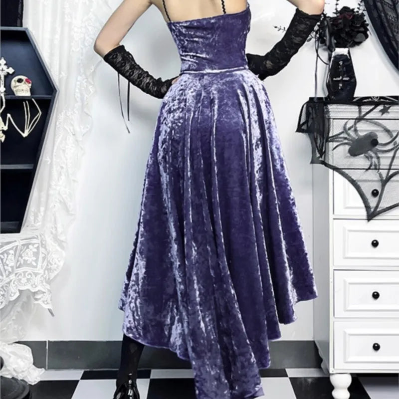 Gothic Style Purple Suit Sling Adult Lady like Woman Shawl Blouse Dress