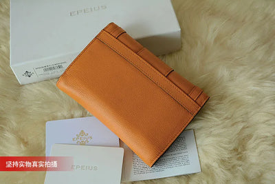 2023 New Fashion Genuine Leather Women Wallets Soft Orange Money Bag High Grade Multi Card Holder Purse With Coin Pocket 45