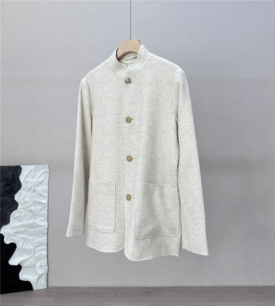 Imported Linen Stand Collar Blazer Jacket Women's Long-Sleeved Fashion Versatile Casual Coat L*P Spring New