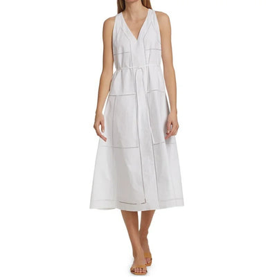 High-end Temperament V-neck Sleeveless Summer Long Skirt Loose Waist Thin A-line Dress