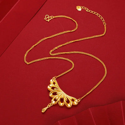 9999 real gold 24K yellow gold Peacock Phoenix Necklace