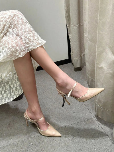 Summer Sandals Classic Pointy Toe Stiletto Heels Back Straps Summer Fashion Women Buckle Party Dress Casual Shoes Rubber Sole