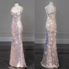 Pink Sequined Suspender Toast Dress Backless Fishtail Banquet Performance Host