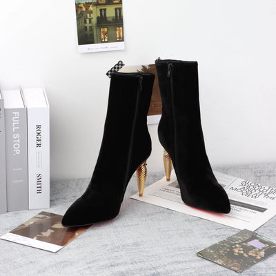 High Heels Designer Red Bottom Boots for Women 2023 Shoes Luxury Ladies Pointed Toe Black Red Ankle Boots Sexy