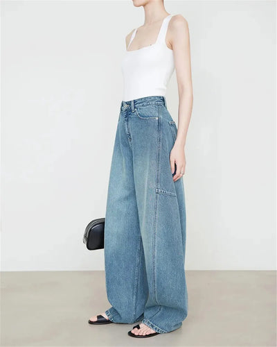 High Quality Women's Jeans Wide Leg Trousers Twisted Seam Denim Trousers Spring 2024 B*C
