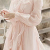 Gentle First Love Square Collar Ruffled Pearl Powder Super Fairy Solid Color Girl Dress