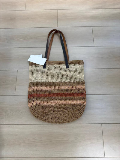 B*C Women's Knitted Shoulder Bags With Precious Contour High Quality Vacation Travel Bags 2024 New Stripe Grass Bag