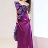 Niche Morning Gowns New Satin Bridal Toast Clothing Engagement Dress Purple