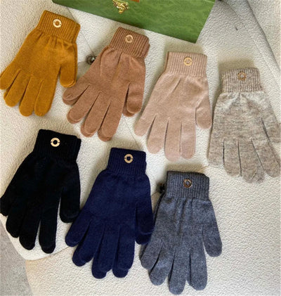 L*P Winter Warm Gloves Men Women universal Cashmere Handmade Mittens 7-colour