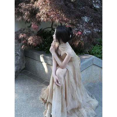 Women's Strap Dress New Chinese Style Morning Gowns National Retro Fairy Satin