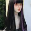 Purple Vintage Gothic Style Bangs Straight Hair Women's Wig Realistic Wigs