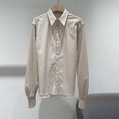 Cotton Woman Blouse Autumn 2023 Single Breasted Slim Fit Turn-down Collar Long Sleeve Shirt b*c Elegant Feminine Shirts