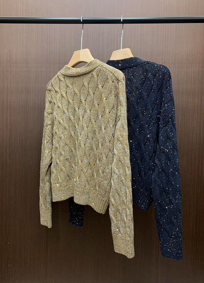 B//C 24 New Women Twisted Flower Cardigan Soft Silk Linen Yarn Knitted Top Jacket