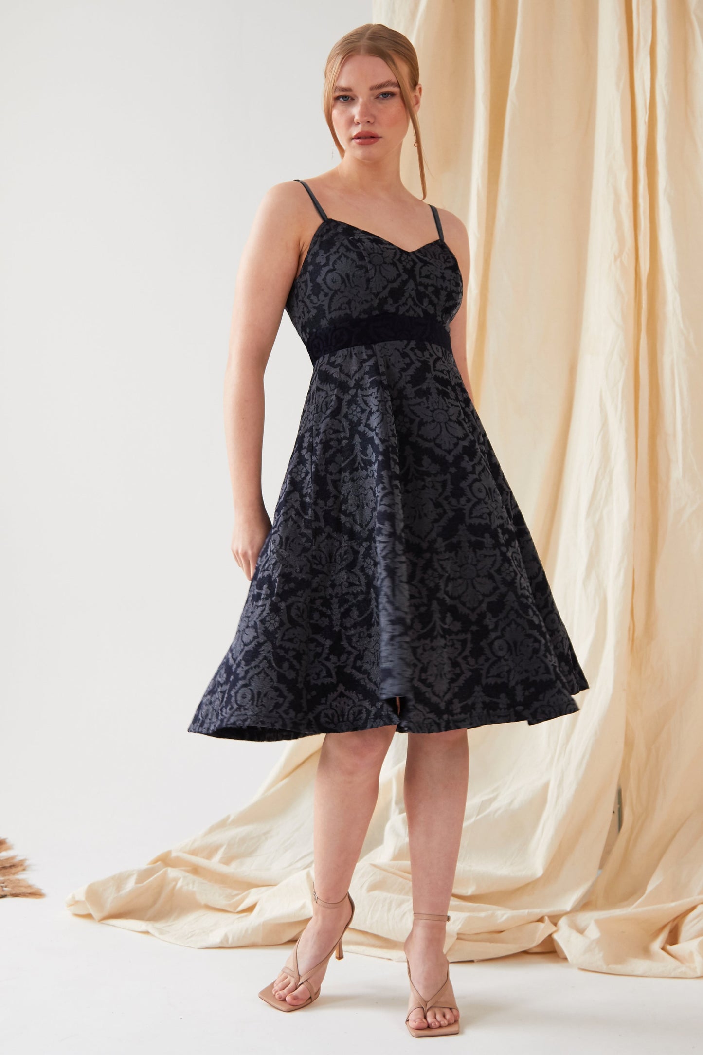 Jacquard Fit And Flare Dress-1