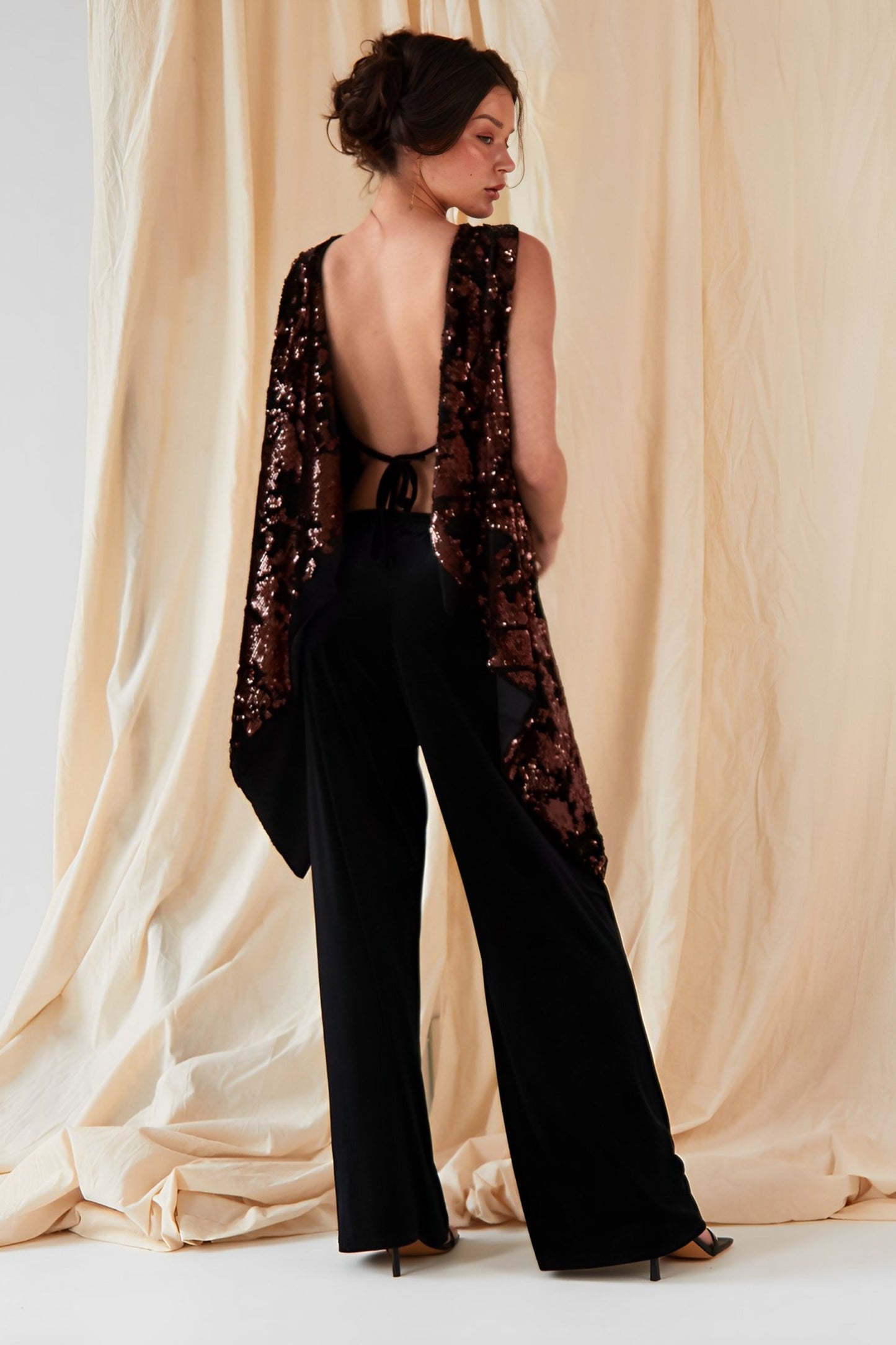 Wide Leg Velvet Trousers-4