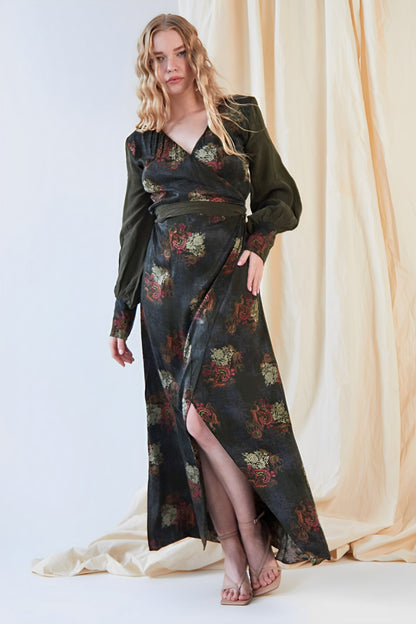 Long Sleeve Wrap Dress-1