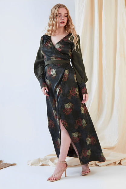 Long Sleeve Wrap Dress-4