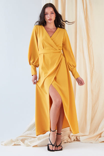 Mustard Wrap Dress-1