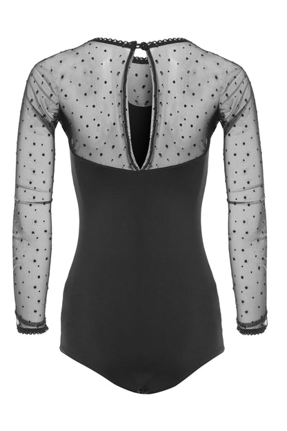 Long Sleeve Glitter Mesh Bodysuit-3