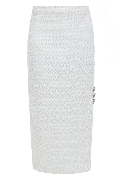 White Lace Bodycon Skirt-0