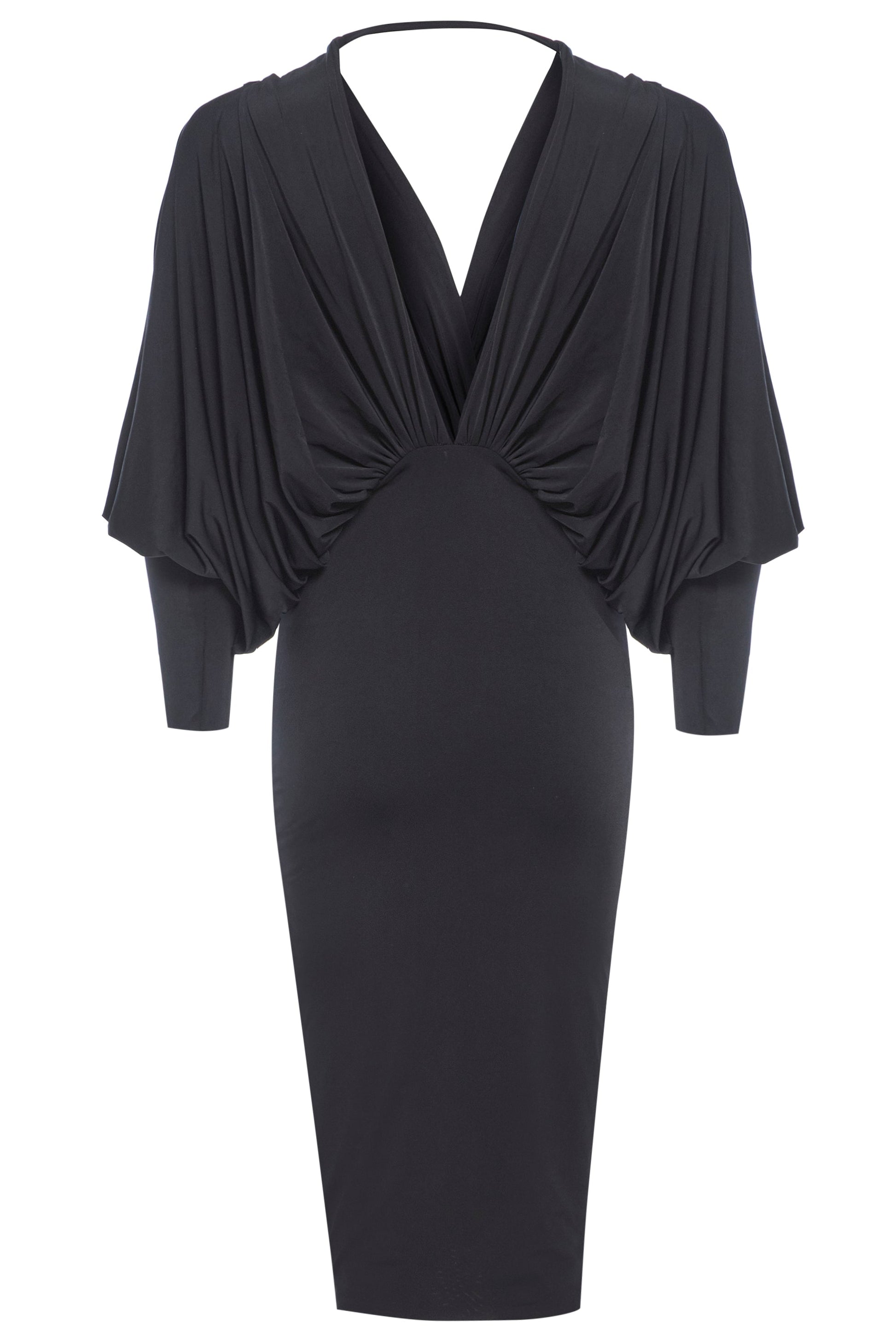 Black Batwing Sleeve Dress-2