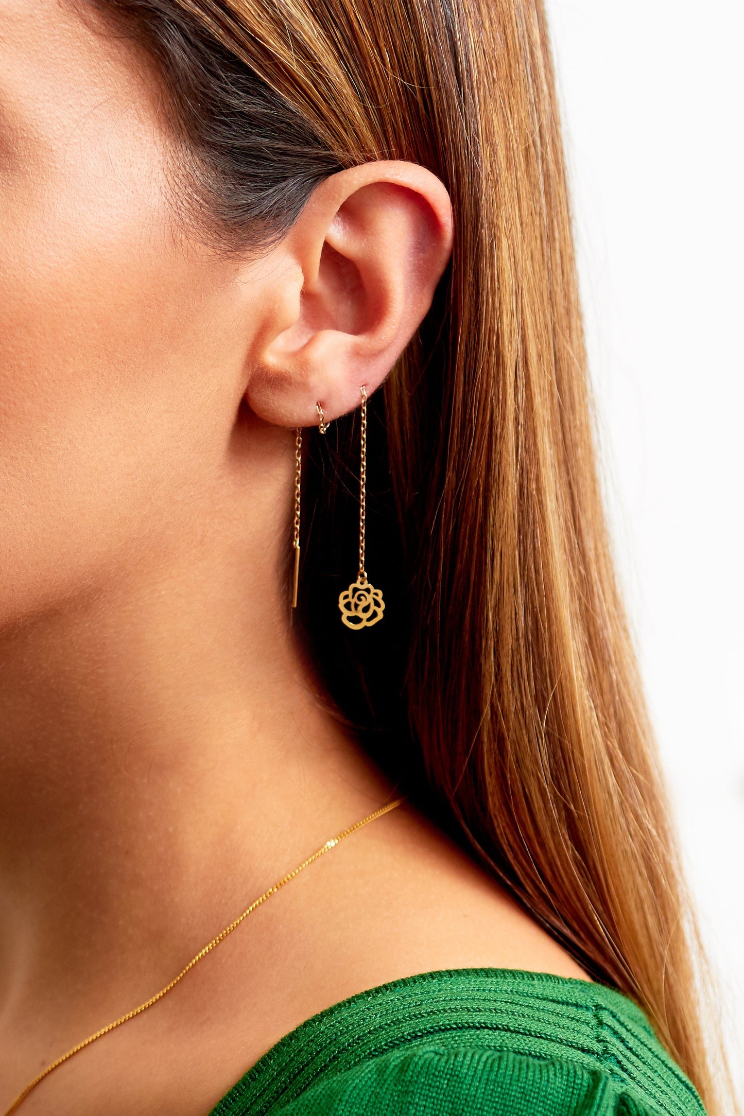 Gold Thread Through Earrings-2