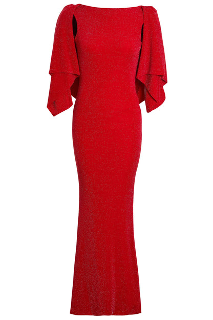 Red Cowl Back Gown-0