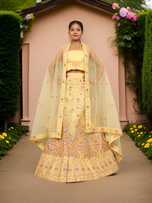 Semi-Stitched Lehenga Embroidery & Zari Thread Work by Shreekama-0