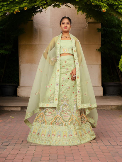 Semi-Stitched Lehenga Embroidery & Zari Thread Work by Shreekama-5