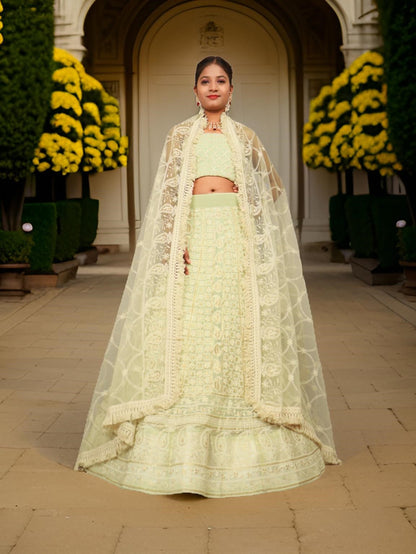 Semi-Stitched Lehenga with Embroidery & Golden Sequin work by Shreekama-7