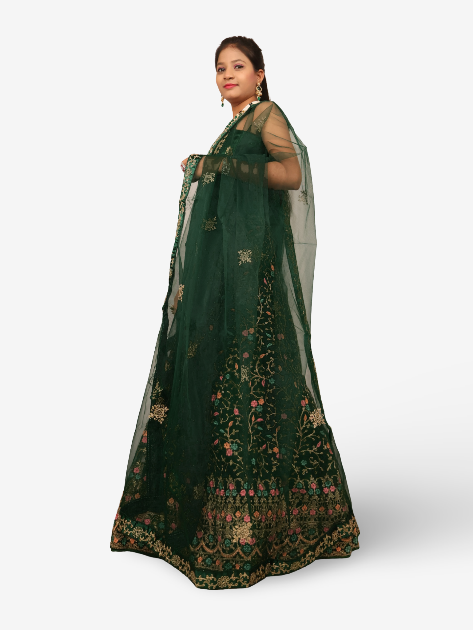 Semi-Stitched Lehenga with Embroidery & Zari Thread Work by Shreekama-1