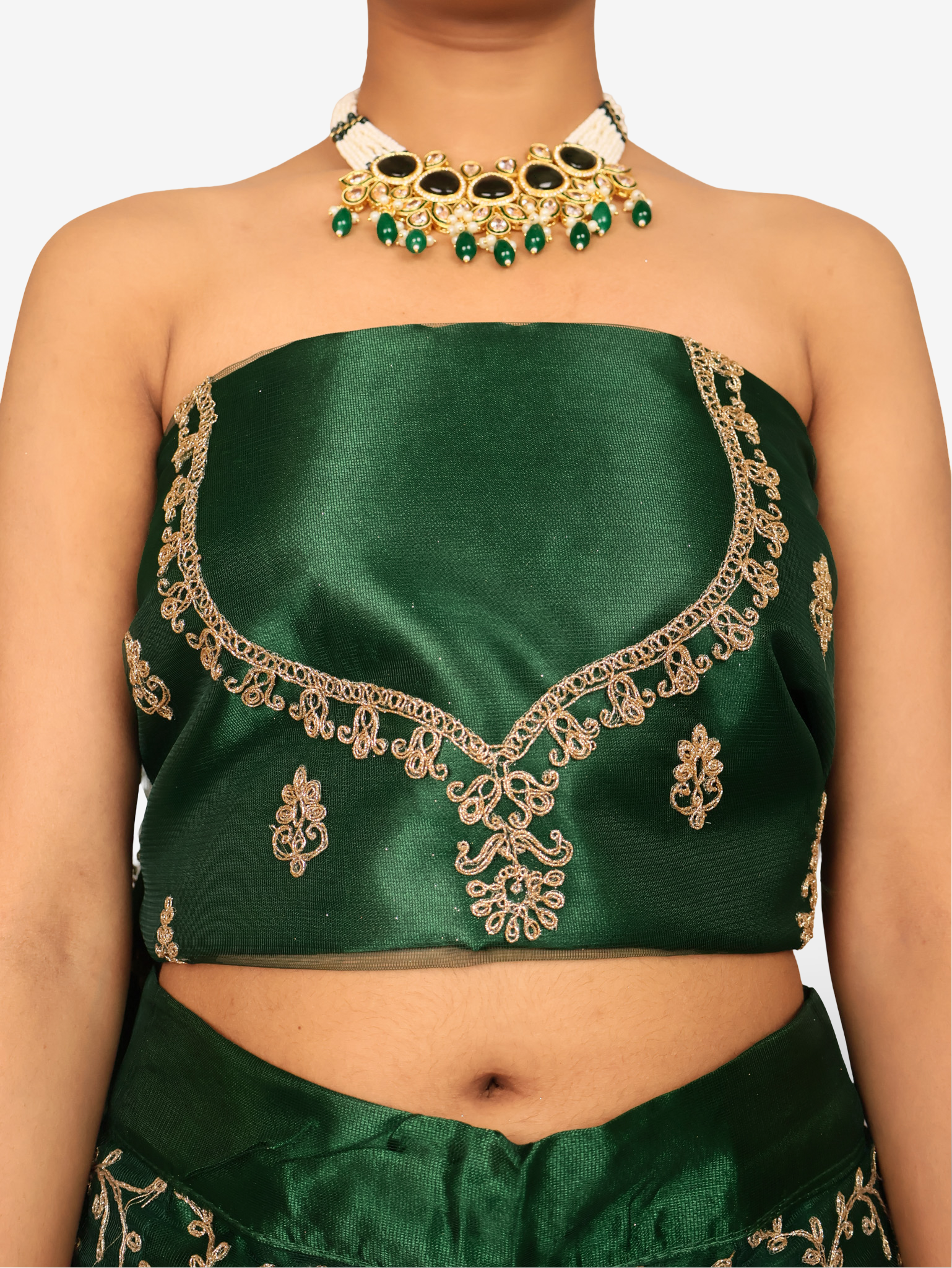 Semi-Stitched Lehenga with Embroidery & Zari Thread Work by Shreekama-2