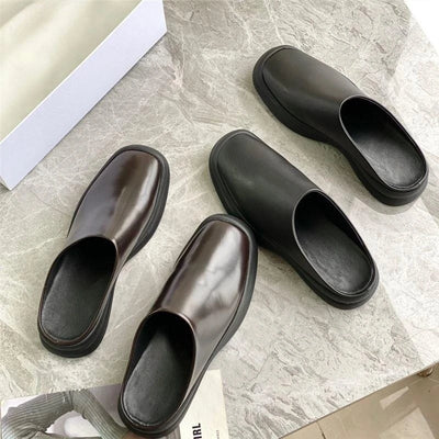 Women's Shoes Fashion R0W Brand Solid Minimalist Design Slip On Flat Shoes High-quality Leather Lady Casual Soft Sneakers