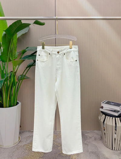 Bc* 2024 Spring And Summer Light Luxury High Waist Jeans Loose Slim Pants Women's Stretch French Straight Cotton Jeans