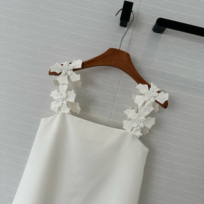 EVACANDIS High Quality Women Spring Summer New Spaghetti Strap Sleeveless Tops Vintage Casual Solid Straight Chic Floral Sweet