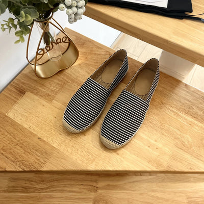 Shoes For Women Size35-41 Canvas Loafers Stripe Flat Platform Espadrilles Leisure Flats Slip On Designer Shoes Zapatos De Mujer